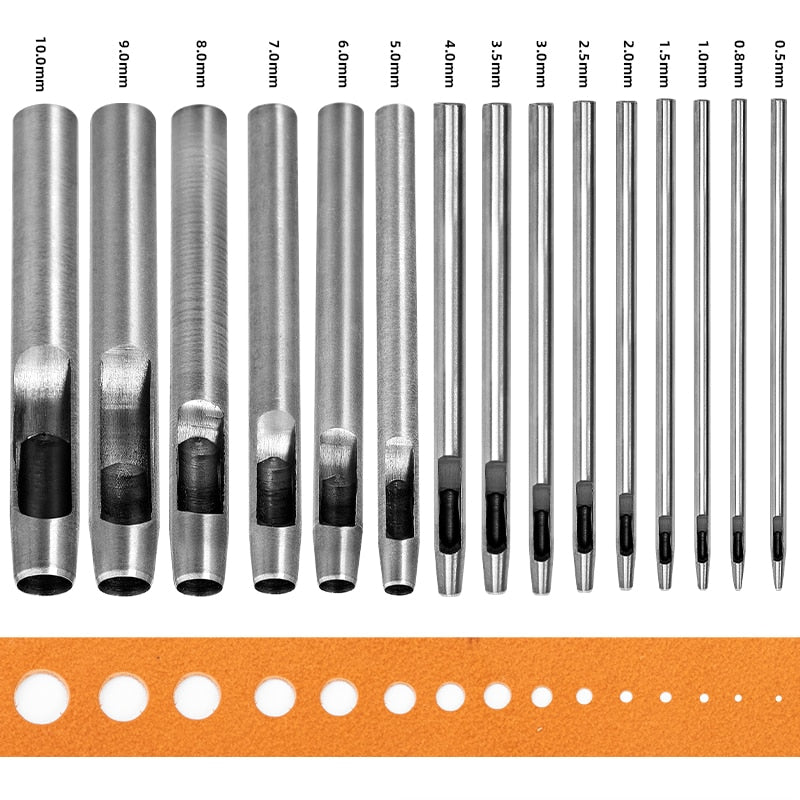 Punch Set Round Hole Punch Tool Steel Leather Craft | WUTA