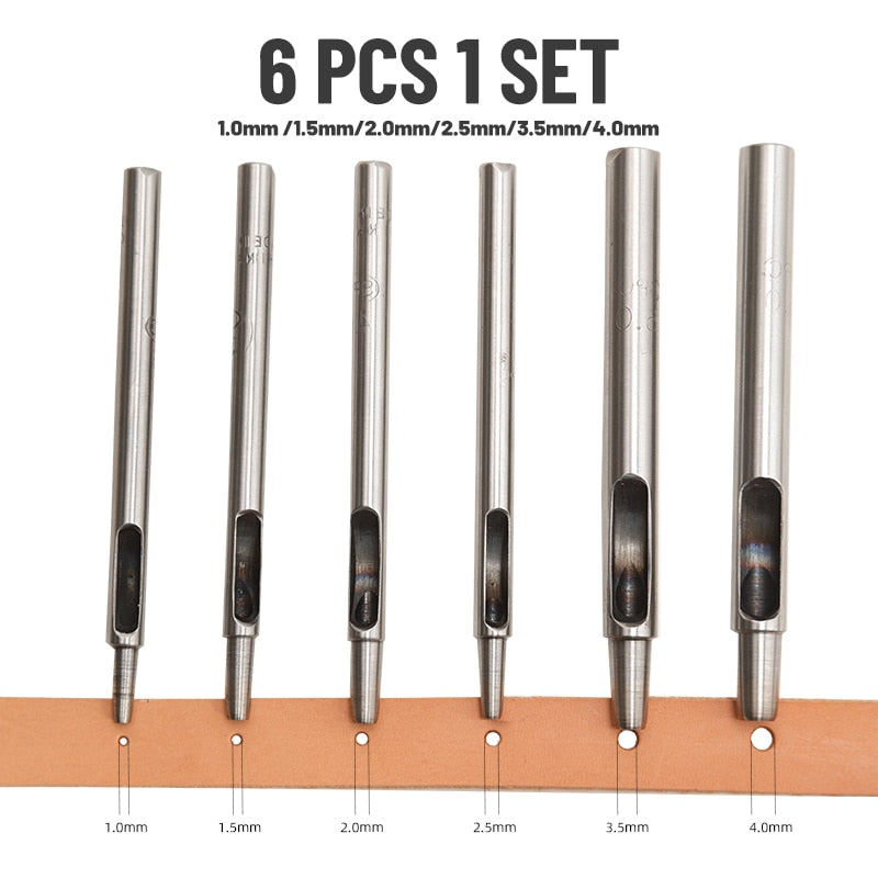 6pcs/Set SPC Round Hole Punch Alloy Tool Steel | WUTA