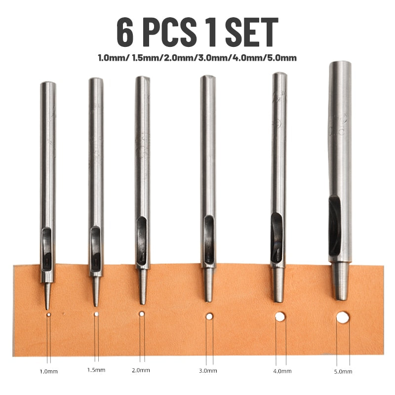 6pcs/Set SPC Round Hole Punch Alloy Tool Steel | WUTA