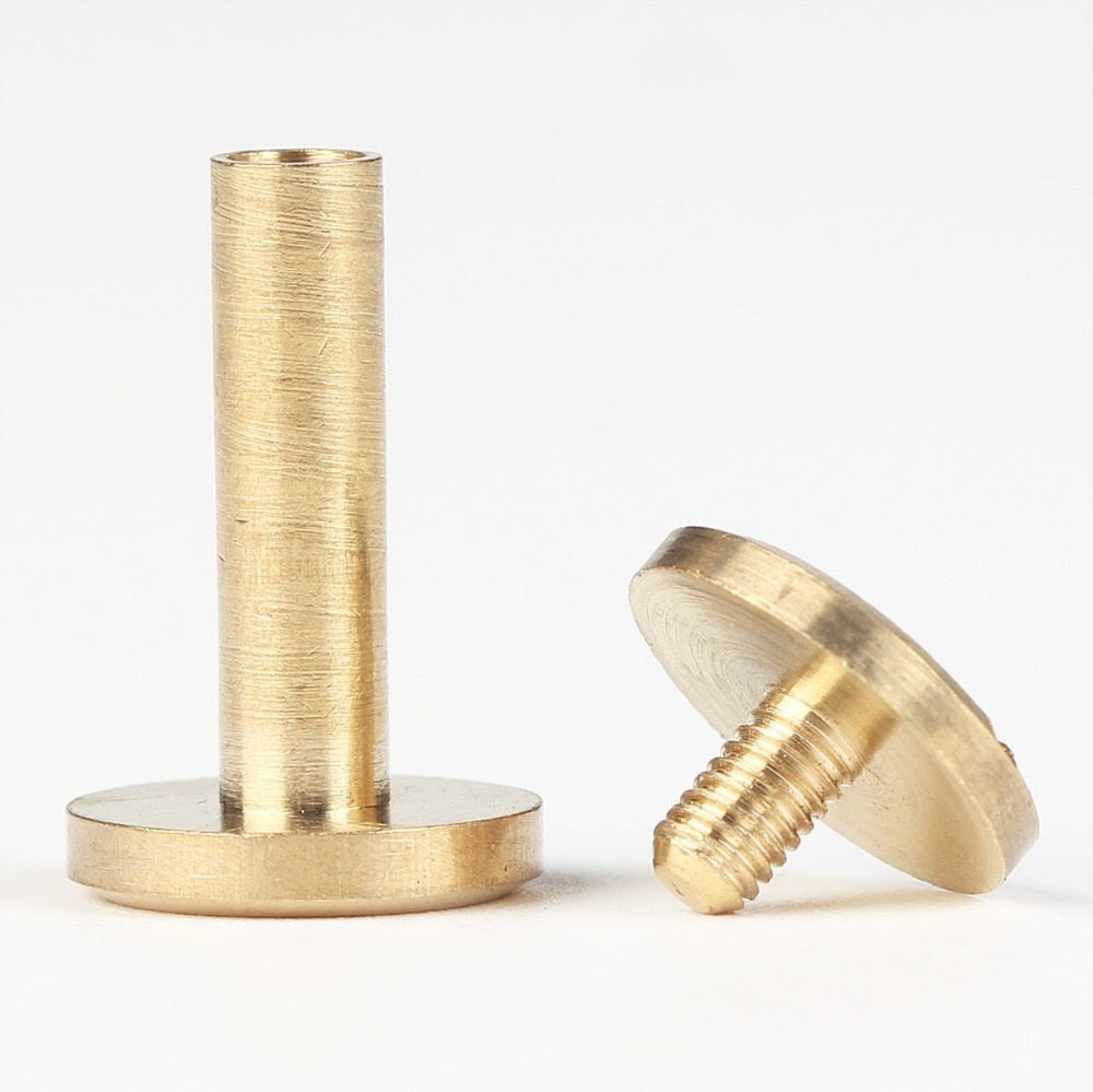 Solid Brass Flat Head Button Stud Screw Nail Rivet | WUTA