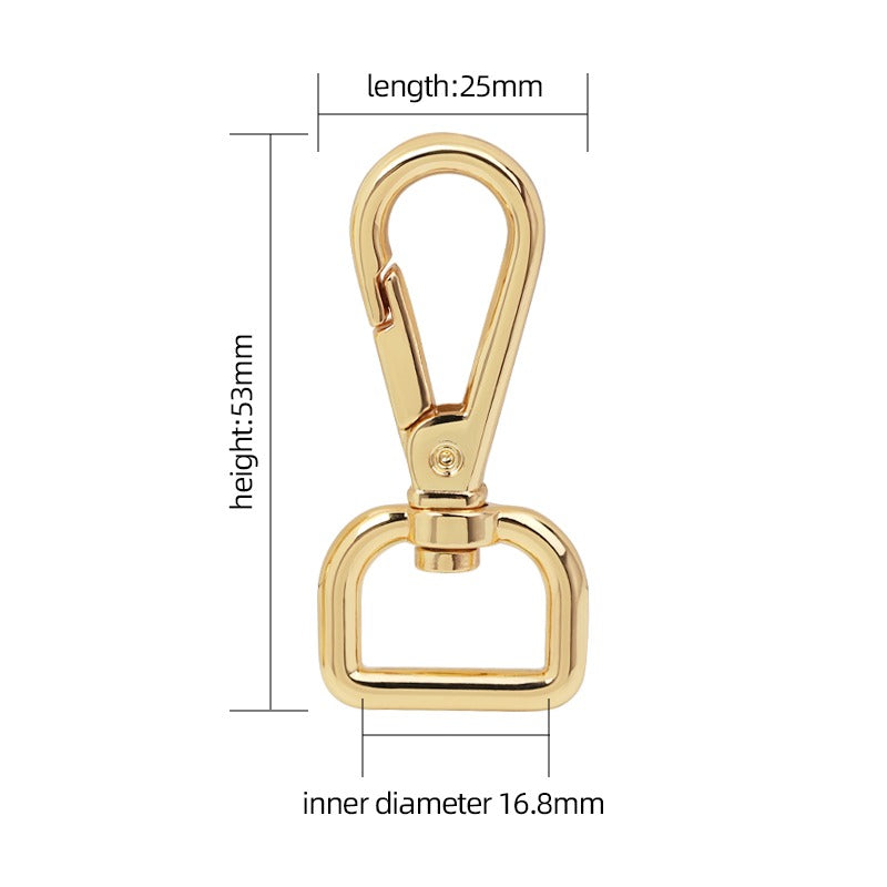 WUTA Leather D Tail Hook Buckle and Metal Roller Pin Buckle DIY Accessories for Bag Buckle-Gold 16mm-2pcs