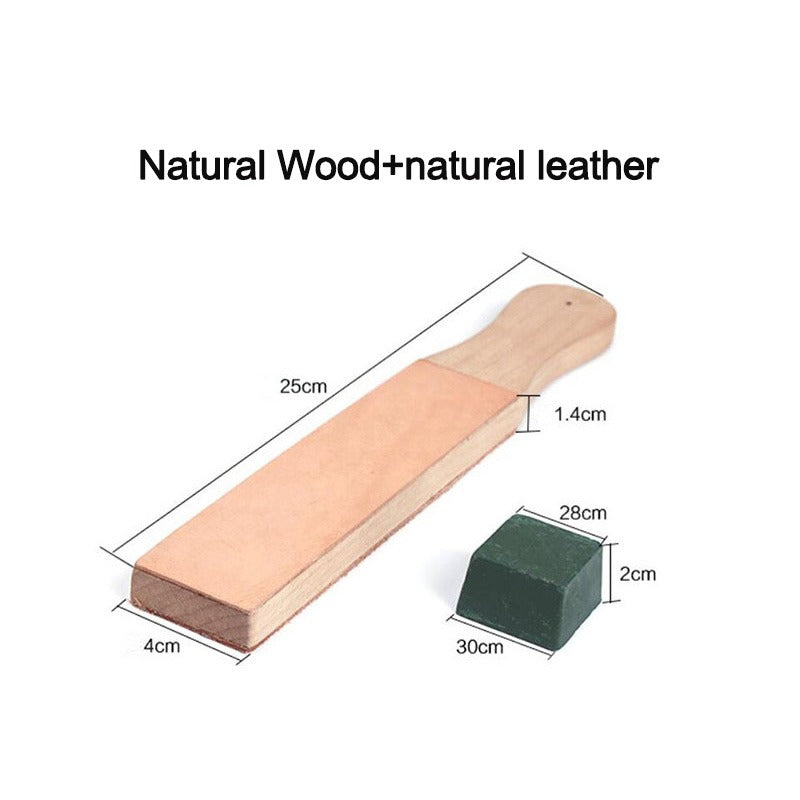 WUTA Wood Handle Leather Sharpening Strop Knife Razor Polishing