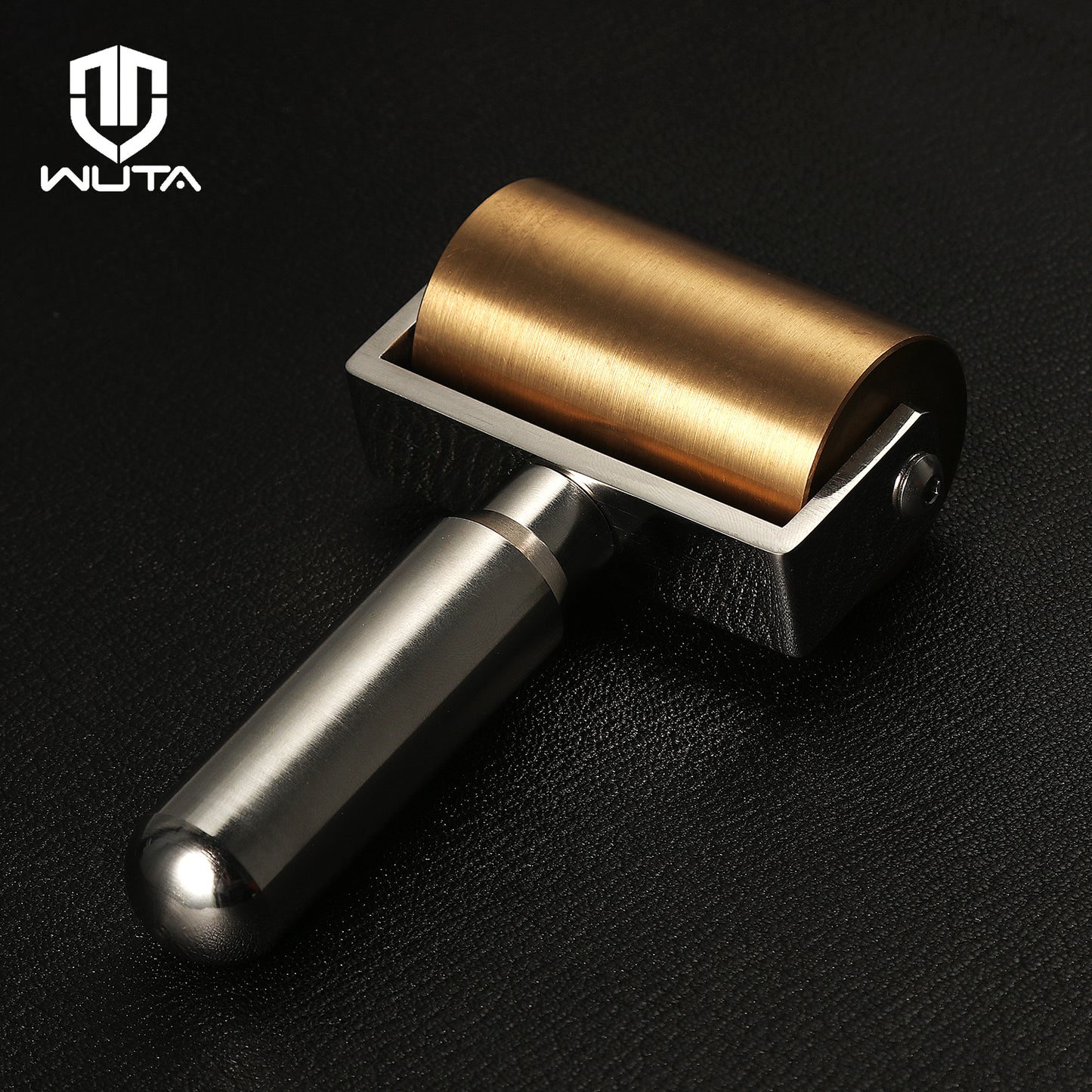 WUTA Original Design Massiv Messing + Edelstahl Leathercraft Roller Edge Creaser & Glatter Leim Laminieren DIY Tools 65mm-1000g