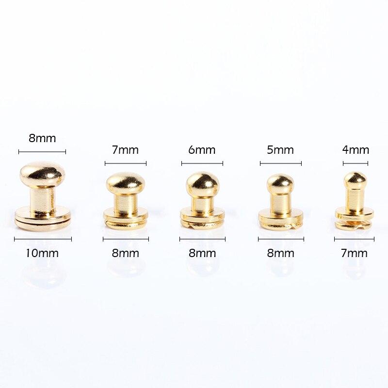 10mm DIY Flat Belt Screw Leather Craft Chicago Nail Brass Solid - Foto 2