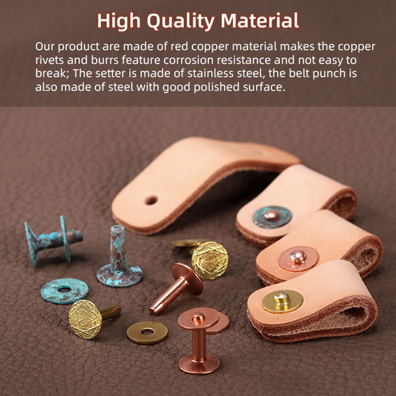  WUTA 100 Pcs Copper Rivets & Burrs, Leather Copper Rivet  Fastener Solid Brass Rivets Studs Permanent Tack Fasteners for Leather  Craft, Belts, Halters, Bridles (Copper, 9 x14mm) : Arts, Crafts & Sewing