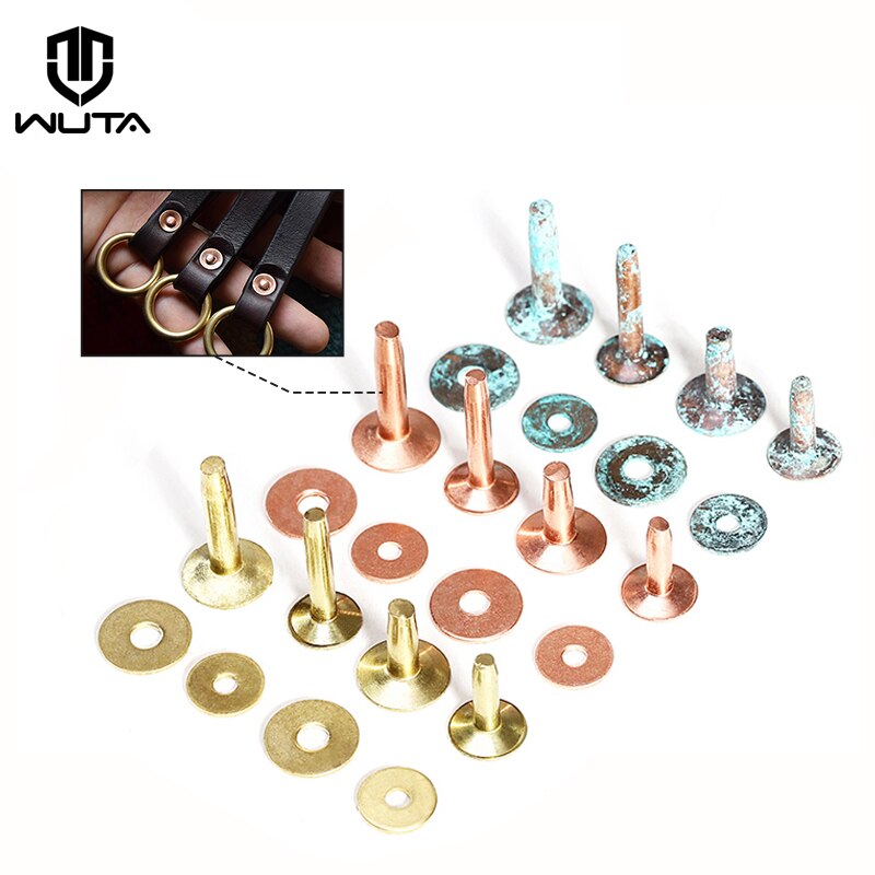 WUTA 50/100 Set Solid Brass Leather Rivets With Burrs, Copper Rivet Studs  Permanent Tack Fasteners Craft, Belts, Halters, Bridle