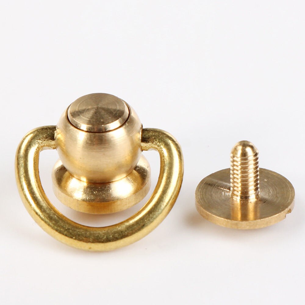  HJ Garden 4pcs Brass Ball Studs Rivets Nails Rotatable D Ring  Buckle Handle Connector with Mini Screwdriver,DIY Leather Crafts  Accessories 10x22mm : Arts, Crafts & Sewing