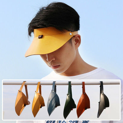 Handmade Classic Visor Hat Genuine Leather Visor Cap | WUTA