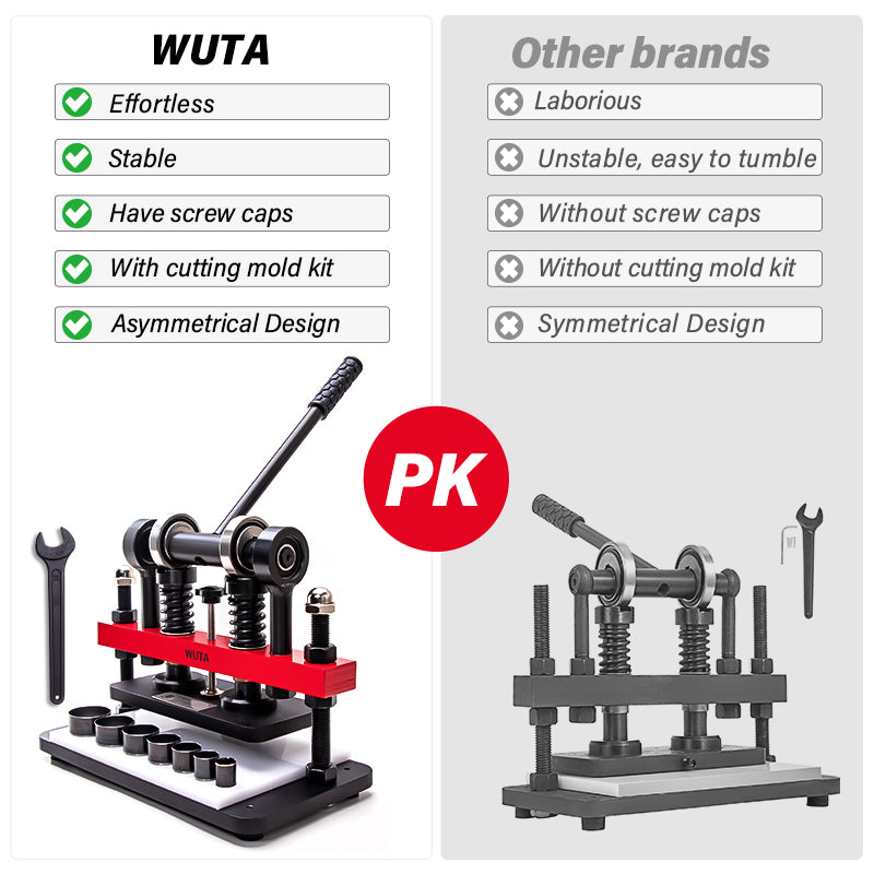WUTA Pro Leather Cutting Machine Manual Die Cutter Embossing Shaping Tools  Hand Press Mold DIY Punching Fabric Paper (Size L)