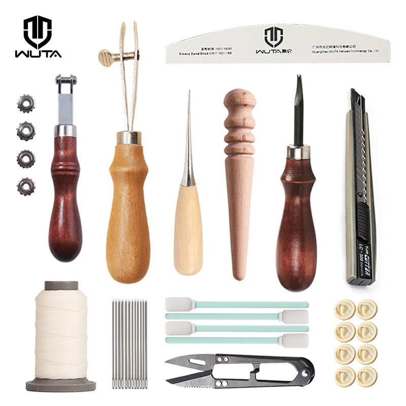 WUTA Professional Leather Craft Tools Kit Hand Sewing Stitching