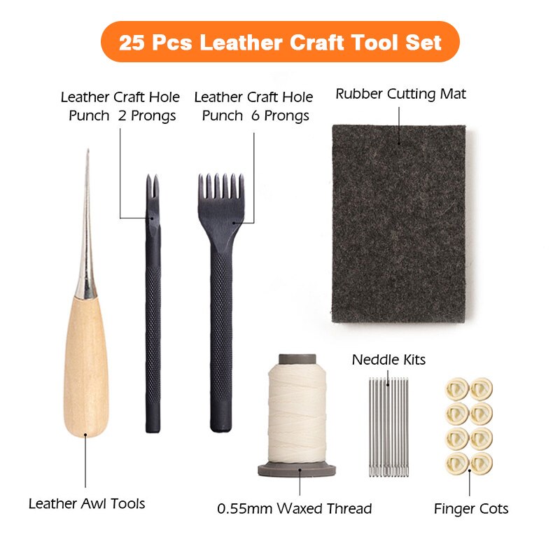 54pcs/set Leather Craft Tools Kit Hand Sewing Stitching Punch