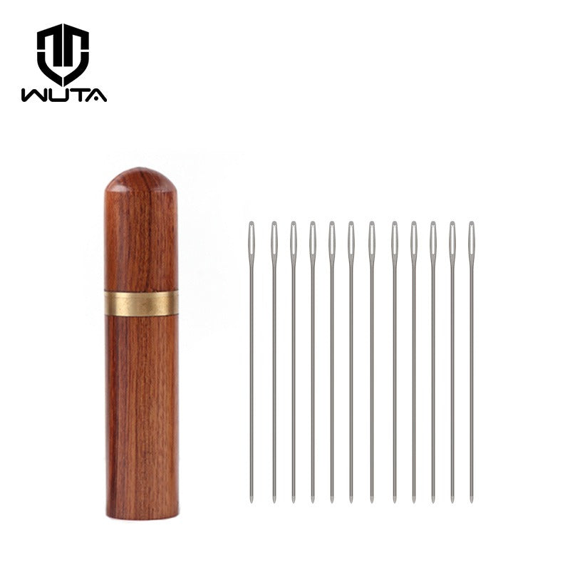 Custodia dell'ago di legno WUTA 1Pcs durevole scatola di legno pratico in pelle maglia artigianale utensile DIY Scatola per la cucitura dell'ago Contenitore del tubo