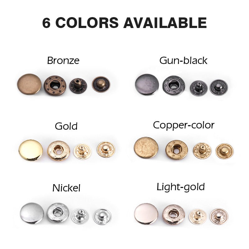 WUTA 20セットSolid Brass Snap Fasteners Metal Snaps Button Press Studs DIY Leather Craft Tools Sewing Accessories 8/10/12.5/15mm